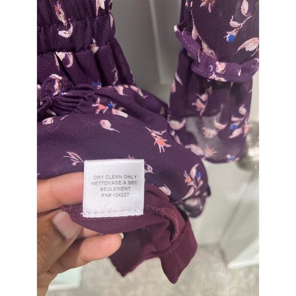 Misa Los Angeles Long-Sleeve Ruffle Dress - Purple Sz S - Picture 6 of 9